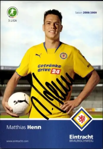 Autogrammkarte Fußballer Matthias Henn, Eintracht Braunschweig, Autogramm
