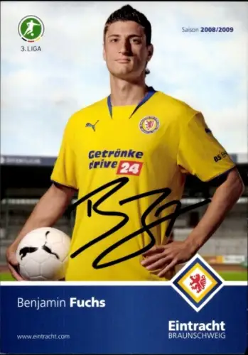 Autogrammkarte Fußballer Benjamin Fuchs, Eintracht Braunschweig, Autogramm