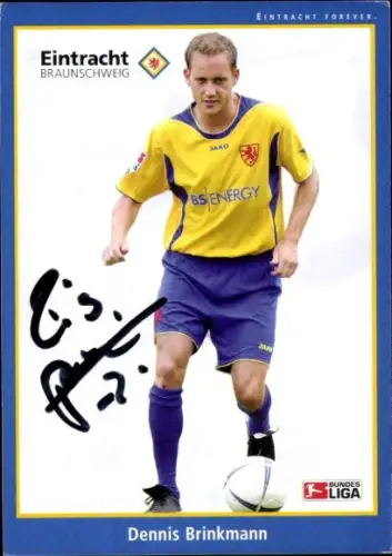 Autogrammkarte Fußballer Dennis Brinkmann, Eintracht Braunschweig, Autogramm