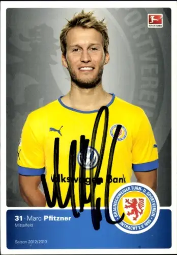 Autogrammkarte Fußballer Marc Pfitzner, Eintracht Braunschweig, Autogramm