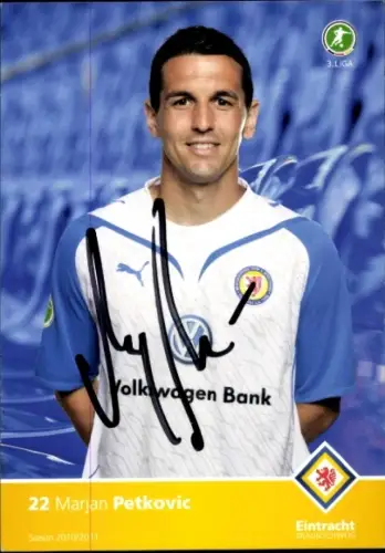 Autogrammkarte Fußballer Marjan Petkovic, Eintracht Braunschweig, Autogramm