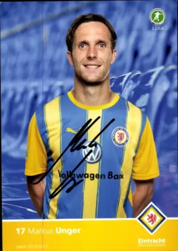 Autogrammkarte Fußballer Marcus Unger, Eintracht Braunschweig, Autogramm