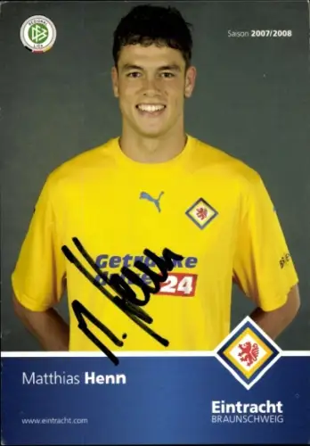 Autogrammkarte Fußballer Matthias Henn, Eintracht Braunschweig, Autogramm