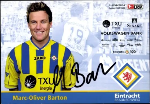 Autogrammkarte Fußballer Marc Oliver Barton, Eintracht Braunschweig, Autogramm
