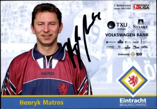 Autogrammkarte Physiotherapeut Henryk Matros, Eintracht Braunschweig, Autogramm