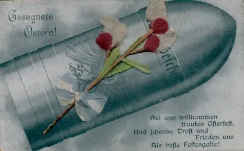 Material Ak Glückwunsch Ostern, Blumen, Sei uns willkommen trautes Osterfest