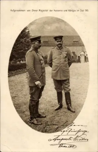 Passepartout Ak Kaiser Wilhelm II., Generalfeldmarschall Paul von Hindenburg, Posen 1915