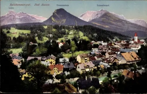 Ak Bad Aussee Steiermark, Salzkammergut,  Loser, Tressenstein, Trisselwand, Berge, Häuser