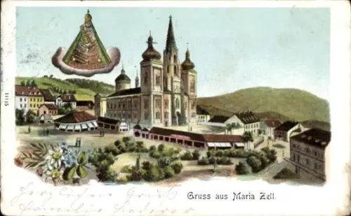 Litho Mariazell Steiermark, Wallfahrtsort, Basilika Mariä Geburt, Heiligenbild