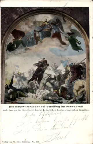 Ak Sendling München, Bauernschlacht,  1705, Gemälde, Kämpfer,  Szene