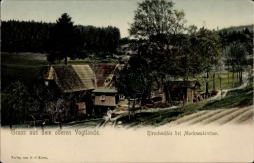 Ak Markneukirchen im Vogtland, Landschaft mit Mühle, Bäume, Wiese, Weg