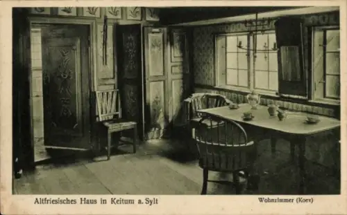 Ak Keitum auf Sylt, Altfriesisches Haus, Wohnzimmer, Keitum, Sylt
