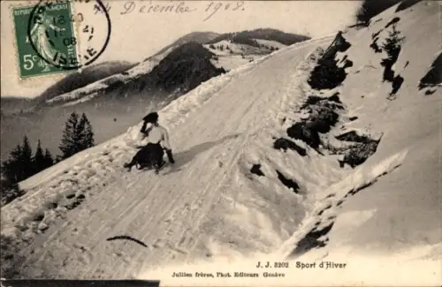 Ak Wintersport, Schlittenfahren
