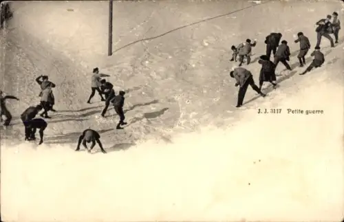 Ak Wintersport, Schneeballschlacht