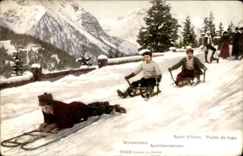 Ak Wintersport, Schlittenfahren, Schlittenrennen