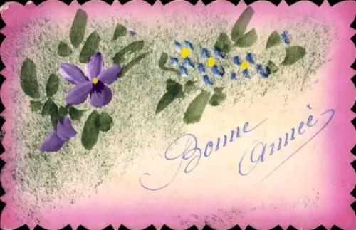 Handgemalt Ak Glückwunsch Neujahr, Blumen