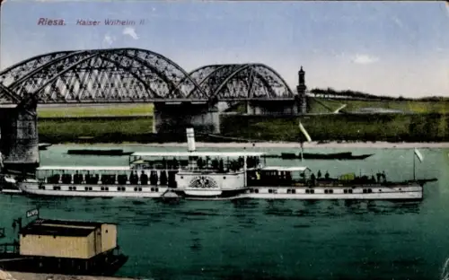Ak Riesa an der Elbe Sachsen, Schiff Kaiser Wilhlem II, Ottmar Zieher