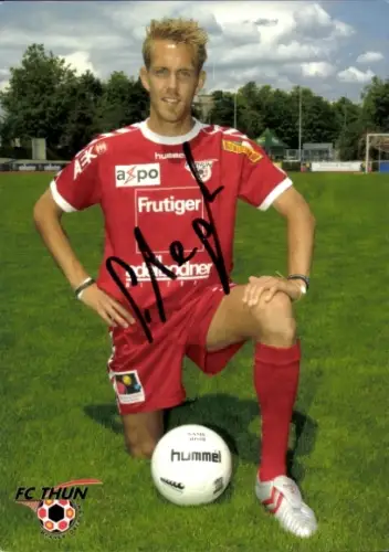 Autogrammkarte Fußballspieler Silvan Aegerter, FC Thun, Autogramm