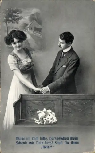 Ak Liebespaar, Portrait
