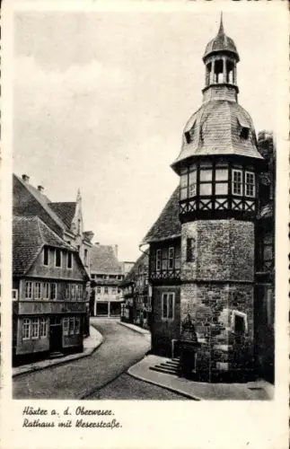 Ak Höxter an der Weser, Höxter a. d. Oberweser, Rathaus, Weserstraße,  Architektur