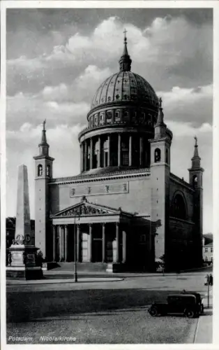 Ak Potsdam Sanssouci,  Nicolaikirche, schwarz-weiß,  