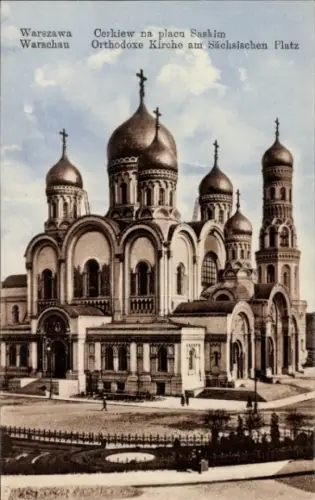 Ak Warszawa Warschau Polen, Orthodoxe Kirche am Sächsischen Platz,  Kuppeln,  Architektur