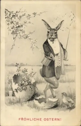 Ak Glückwunsch Ostern, Osterhase, Küken