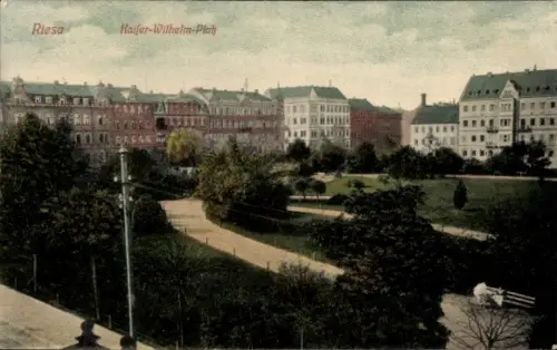 Ak Riesa an der Elbe Sachsen, Kaiser-Wilhelm-Platz