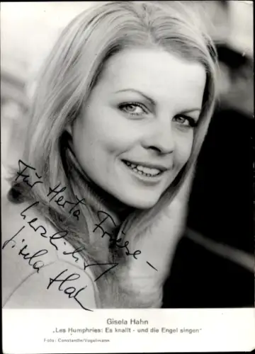 Autogrammkarte Schauspielerin Gisela Hahn in Les Humphries: Es knallt und die Engel singen