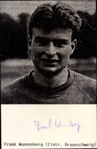 Autogrammkarte Fußballer Frank Wunnenberg, Eintracht Braunschweig, Portrait, Autogramm