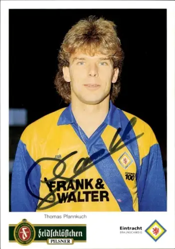 Autogrammkarte Fußballer Thomas Pfannkuch, Eintracht Braunschweig, Portrait, Autogramm