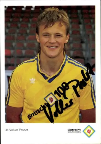 Autogrammkarte Fußballer Ulf Volker Probst, Eintracht Braunschweig, Portrait, Autogramm