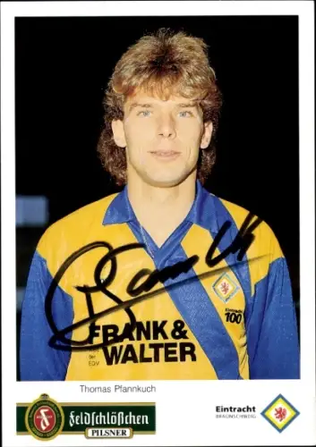 Autogrammkarte Fußballer Thomas Pfannkuch, Eintracht Braunschweig, Portrait, Autogramm