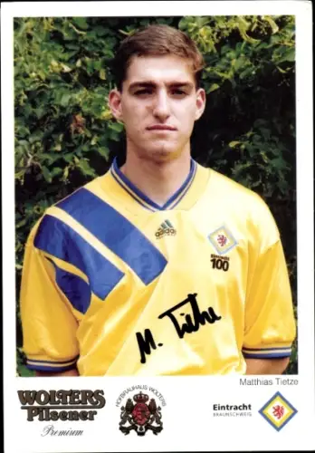Autogrammkarte Fußballer Matthias Tietze, Eintracht Braunschweig, Portrait, Autogramm