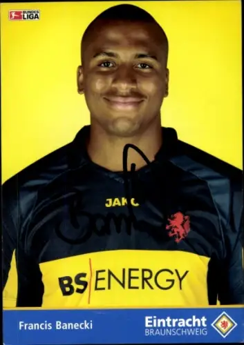 Autogrammkarte Fußballer Francis Banecki, Eintracht Braunschweig, Portrait, Autogramm