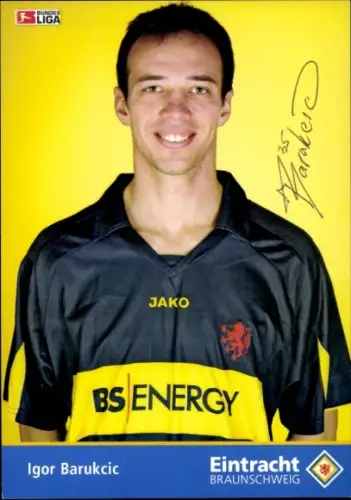Autogrammkarte Fußballer Igor Barukcic, Eintracht Braunschweig, Portrait, Autogramm