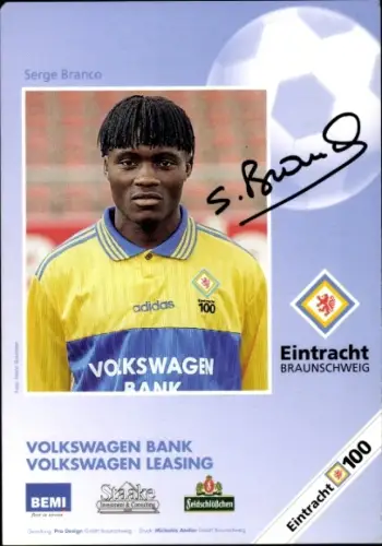 Autogrammkarte Fußballer Serge Branco, Eintracht Braunschweig, Portrait, Autogramm