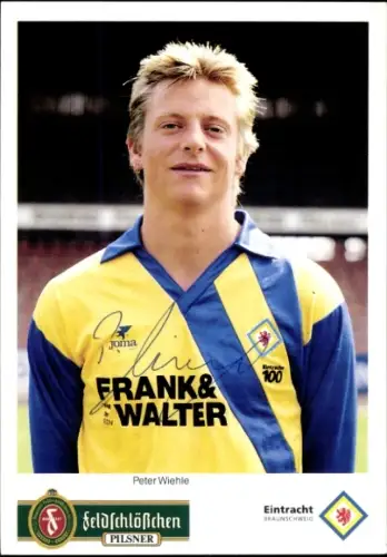 Autogrammkarte Fußballer Peter Wiehle, Eintracht Braunschweig, Portrait, Autogramm