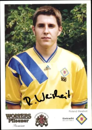 Autogrammkarte Fußballer Roland Weisheit, Eintracht Braunschweig, Portrait, Autogramm