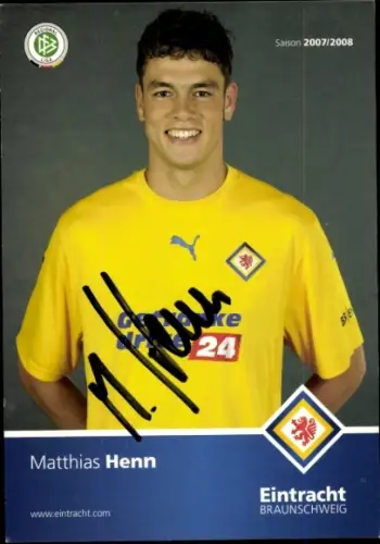 Autogrammkarte Fußballer Matthias Henn, Eintracht Braunschweig, Portrait, Autogramm