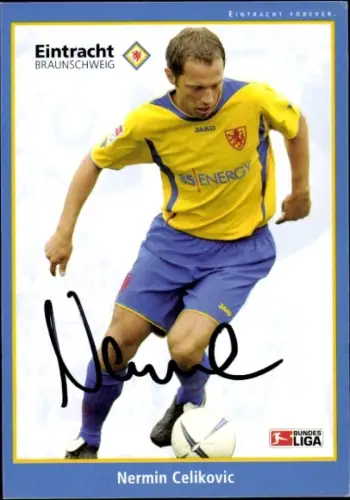 Autogrammkarte Fußballer Nermin Celikovic, Eintracht Braunschweig, Portrait, Autogramm