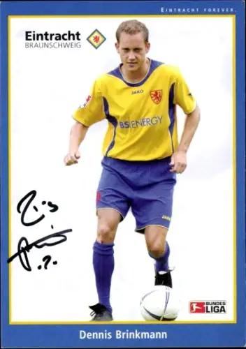 Autogrammkarte Fußballer Dennis Brinkmann, Eintracht Braunschweig, Portrait, Autogramm