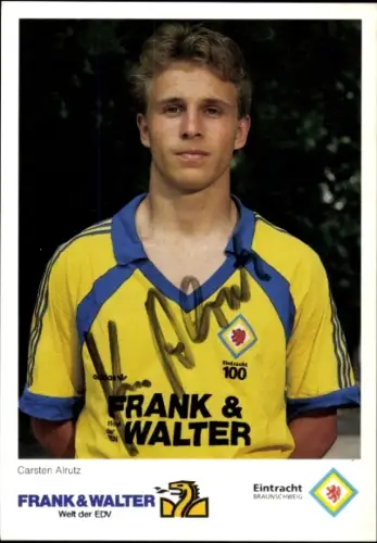 Autogrammkarte Fußballer Carsten Alrutz, Eintracht Braunschweig, Portrait, Autogramm