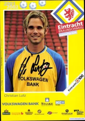Autogrammkarte Fußballer Christian Lutz, Eintracht Braunschweig, Portrait, Autogramm