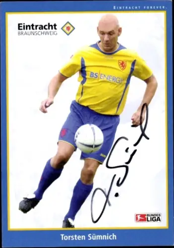 Autogrammkarte Fußballer Torsten Sümnich, Eintracht Braunschweig, Portrait, Autogramm