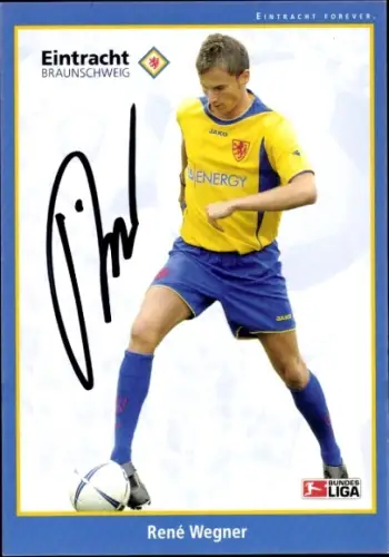 Autogrammkarte Fußballer René Wegner, Eintracht Braunschweig, Portrait, Autogramm