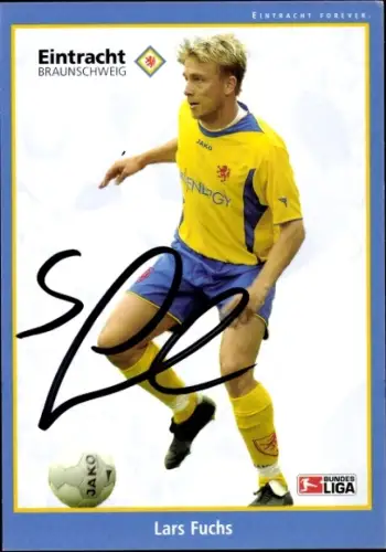 Autogrammkarte Fußballer Lars Fuchs, Eintracht Braunschweig, Portrait, Autogramm