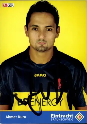 Autogrammkarte Fußballer Ahmet Kuru, Eintracht Braunschweig, Portrait, Autogramm