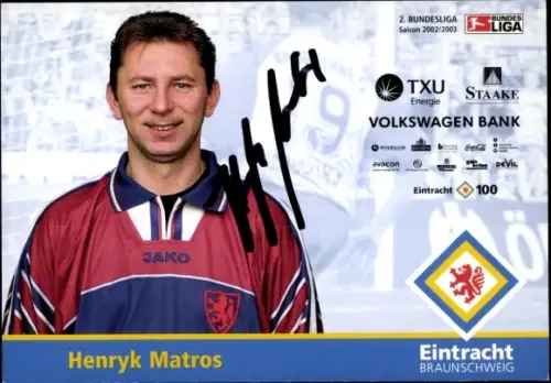 Autogrammkarte Physiotherapeut Henryk Matros, Eintracht Braunschweig, Portrait, Autogramm