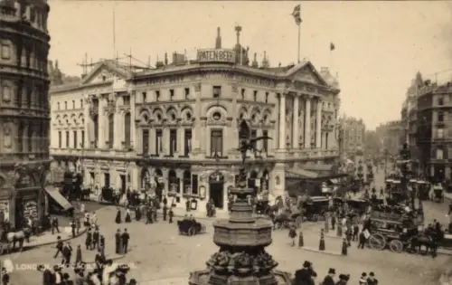 Ak Westminster London City, Historisches Gebäude, Menschenmenge, Pferdekutschen, britische Flagge